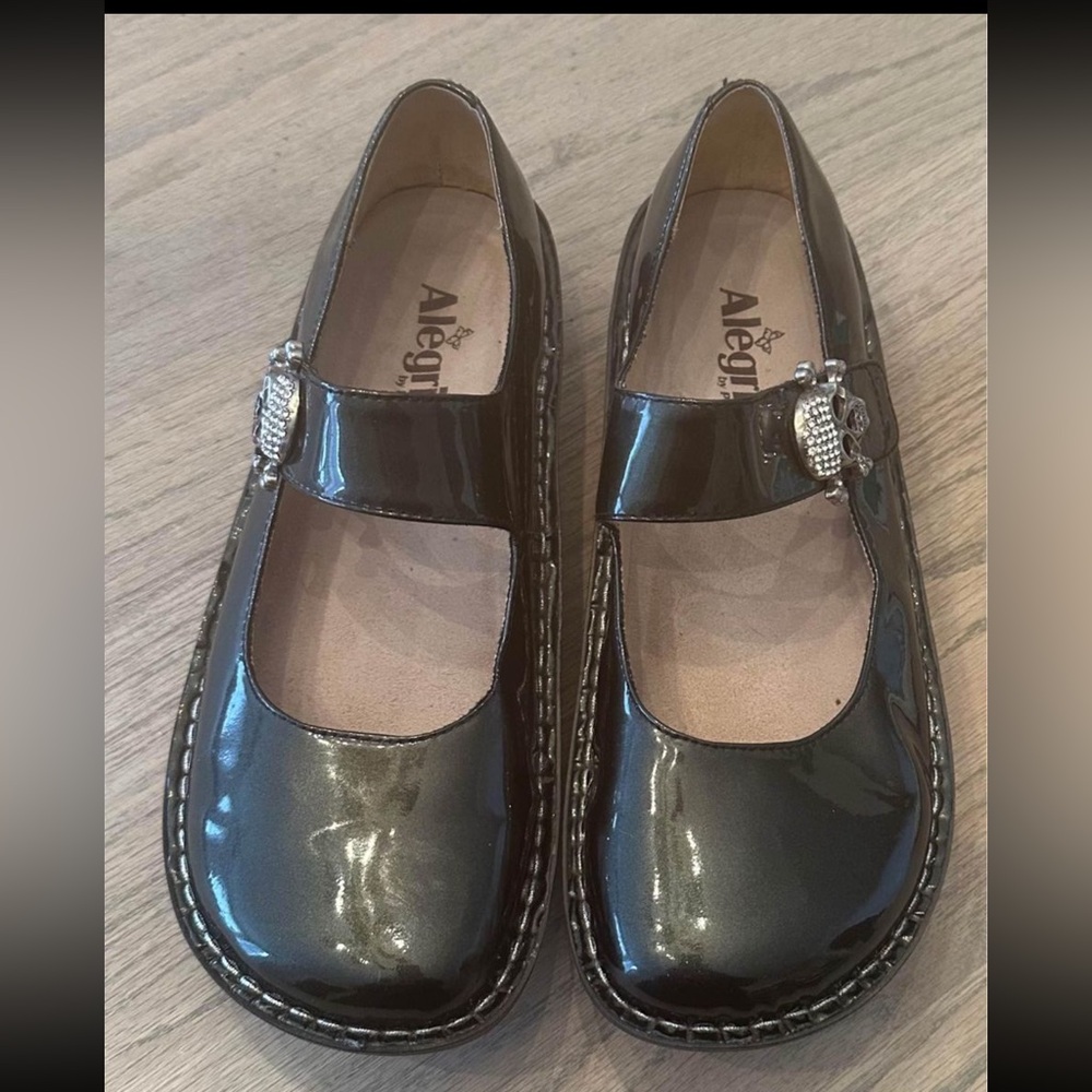 Alegria Charcoal Mary Jane's Skull Glitz Mary Janes
